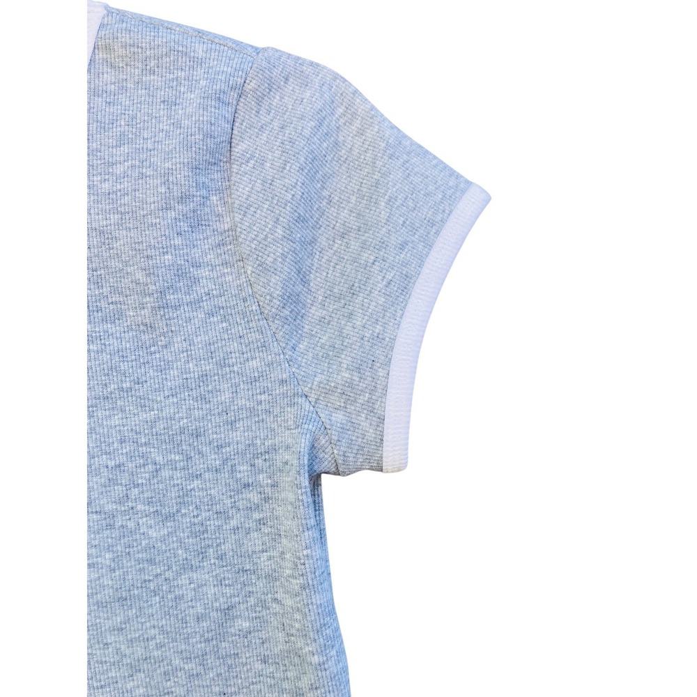 Limited Too Girls Libra Ringer Tee Size L Blue Ribbed Rhinestone Y2K Baby Tee - Picture 5 of 6